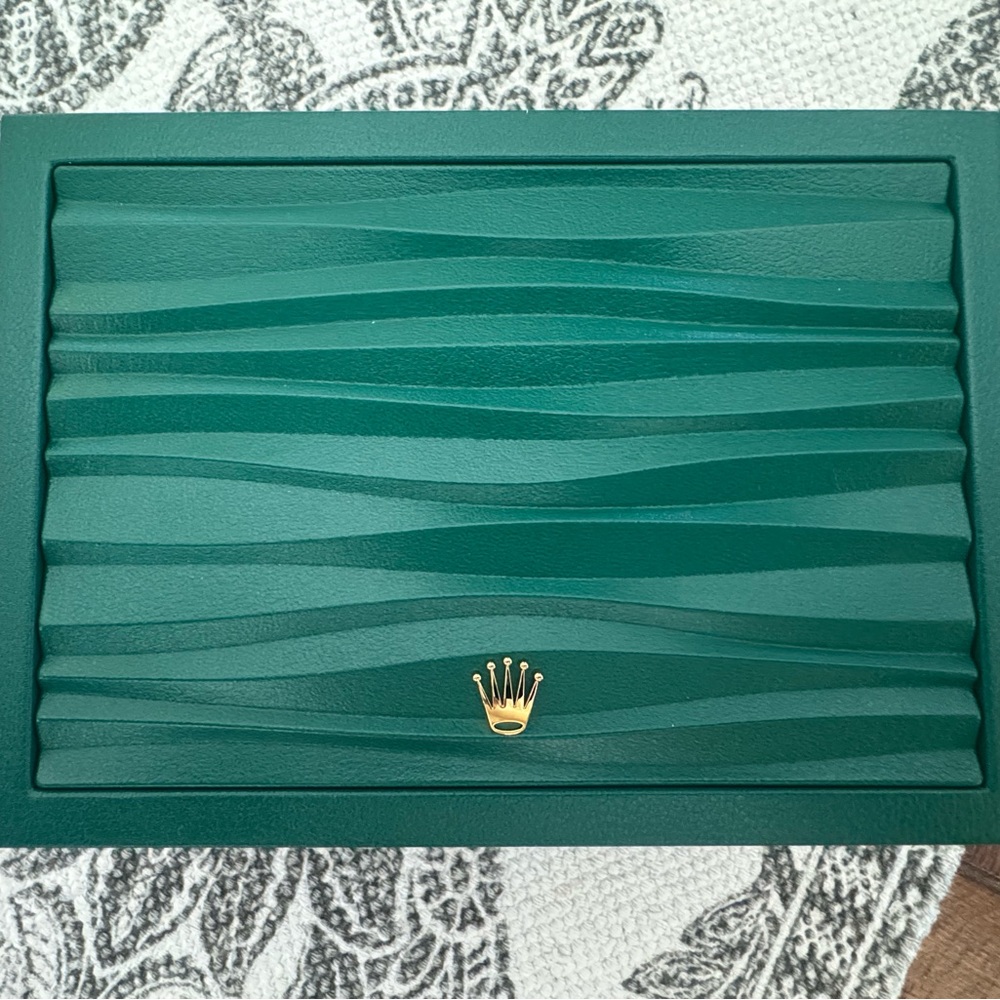 New Rolex Teal Box with Gold Crown Emblem (med.)